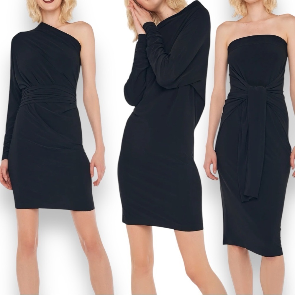 Norma Kamali Revolve All In One Shoulder Strapless Long Sleeve Dress NWT XS